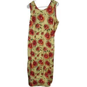 Island Waves Women's Large Silk Maxi Dress Sleeveless Tropical Resort Wear NWT